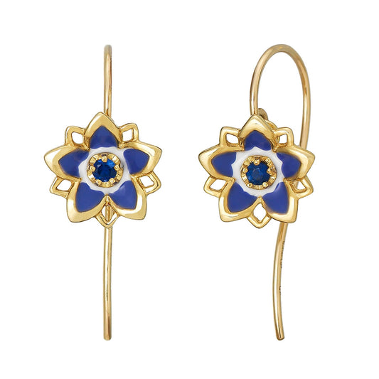 [Birth Flower Jewelry] September - Gentian Earrings (925 Sterling Silver / Gold Filled) - Product Image