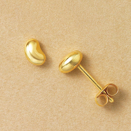[Second Earrings] 18K Yellow Gold Beans Earrings - Product Image