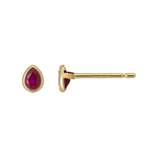 [Second Earrings] 18K Yellow Gold Ruby Drop Earrings - Product Image
