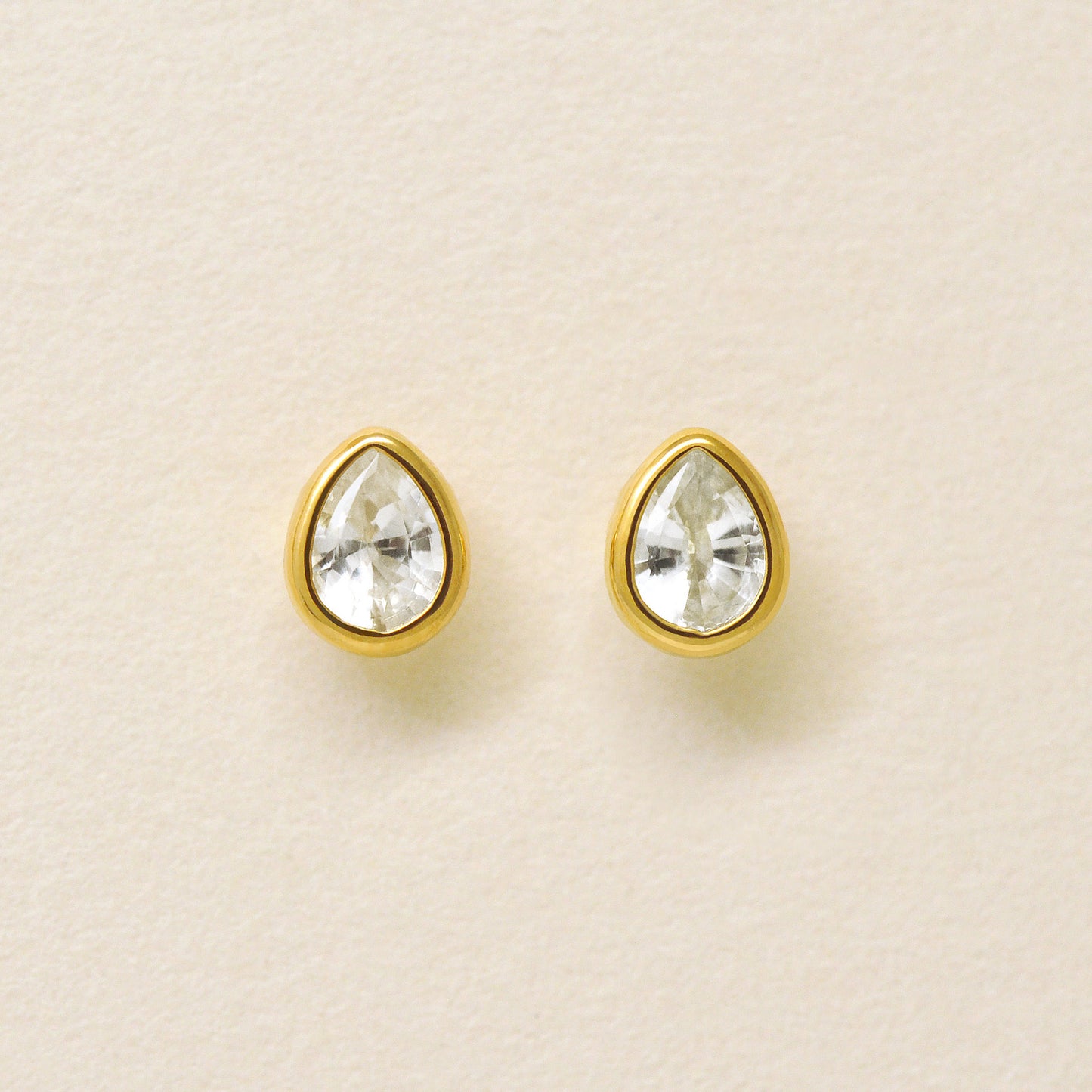 [Second Earrings] 18K Yellow Gold White Sapphire Drop Earrings - Product Image