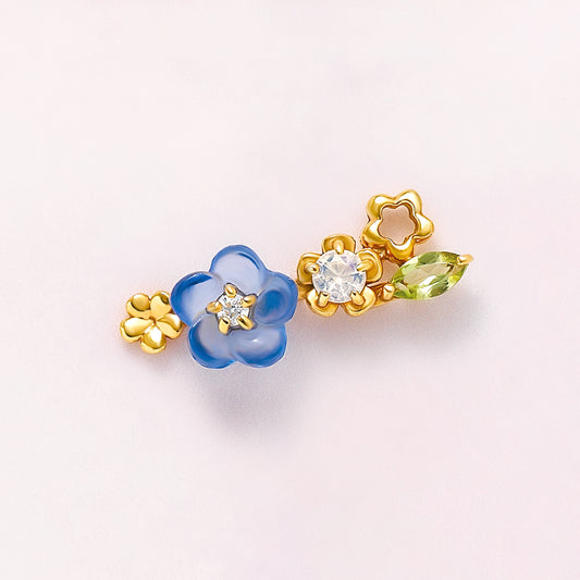 [Solo Earring] 10K / 925 Sterling Silver Blue Quartz Nemophila Single Earring - Product Image