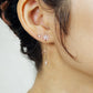 10K / 925 Sterling Silver Pink Shell Cherry Blossoms Double Piercing Chain Earrings - Model Image