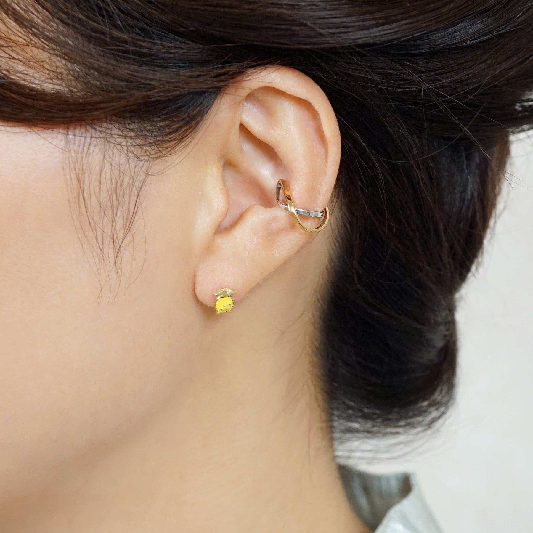[Solo Earring] 18K/10K Lemon Single Earring (Yellow Gold) - Model Image