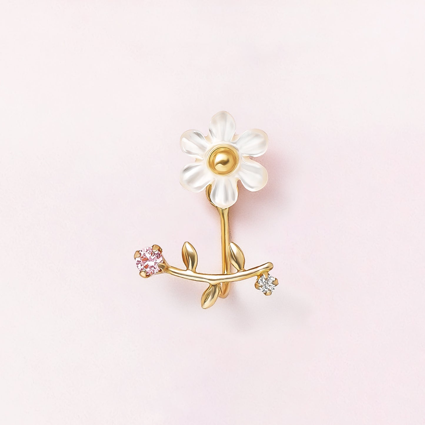 [Solo Earring] 18K/10K Clematis Single Earring (Yellow Gold) - Product Image