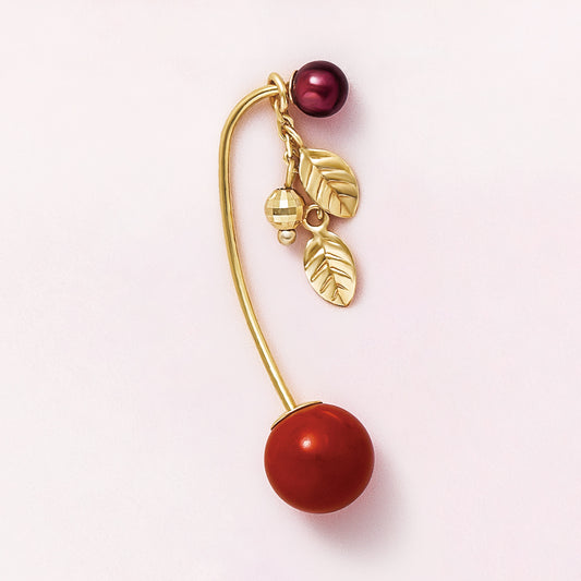 [Solo Earring] 18K/10K Cherry Swinging Single Earring (Yellow Gold) - Product Image