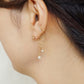[Solo Earring] 18K/10K Moonstone Small Bird Chandelier Single Earring (Yellow Gold) - Model Image