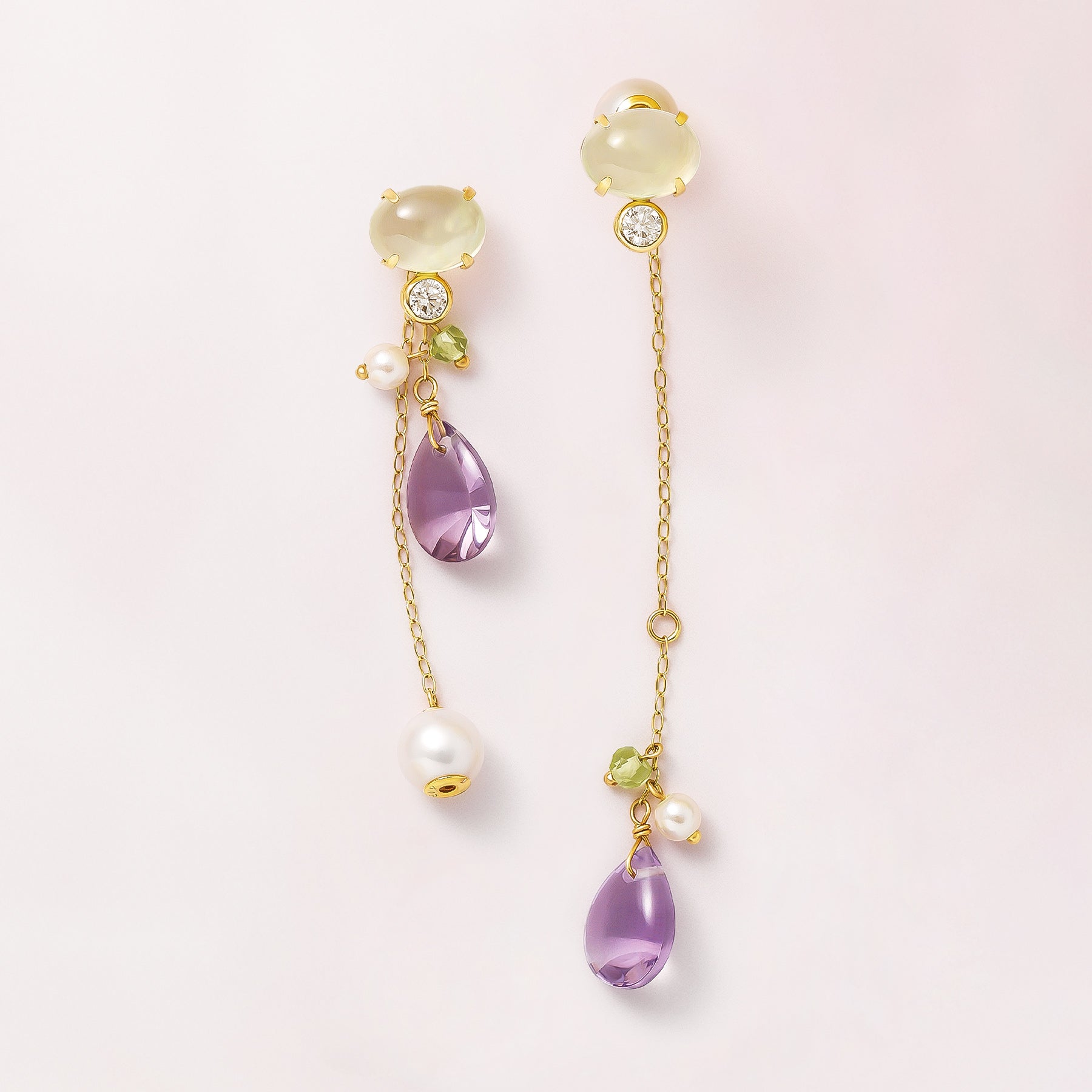 18K/10K 3WAY Earrings with Pearl Friction Backs (Yellow Gold) - Product Image