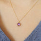 10K Amethyst x Pink Shell Necklace (Yellow Gold) - Model Image