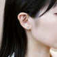 [Airy Clip-On Earrings] 4-Stone Glittering Circle Earrings (10K White Gold) - Model Image