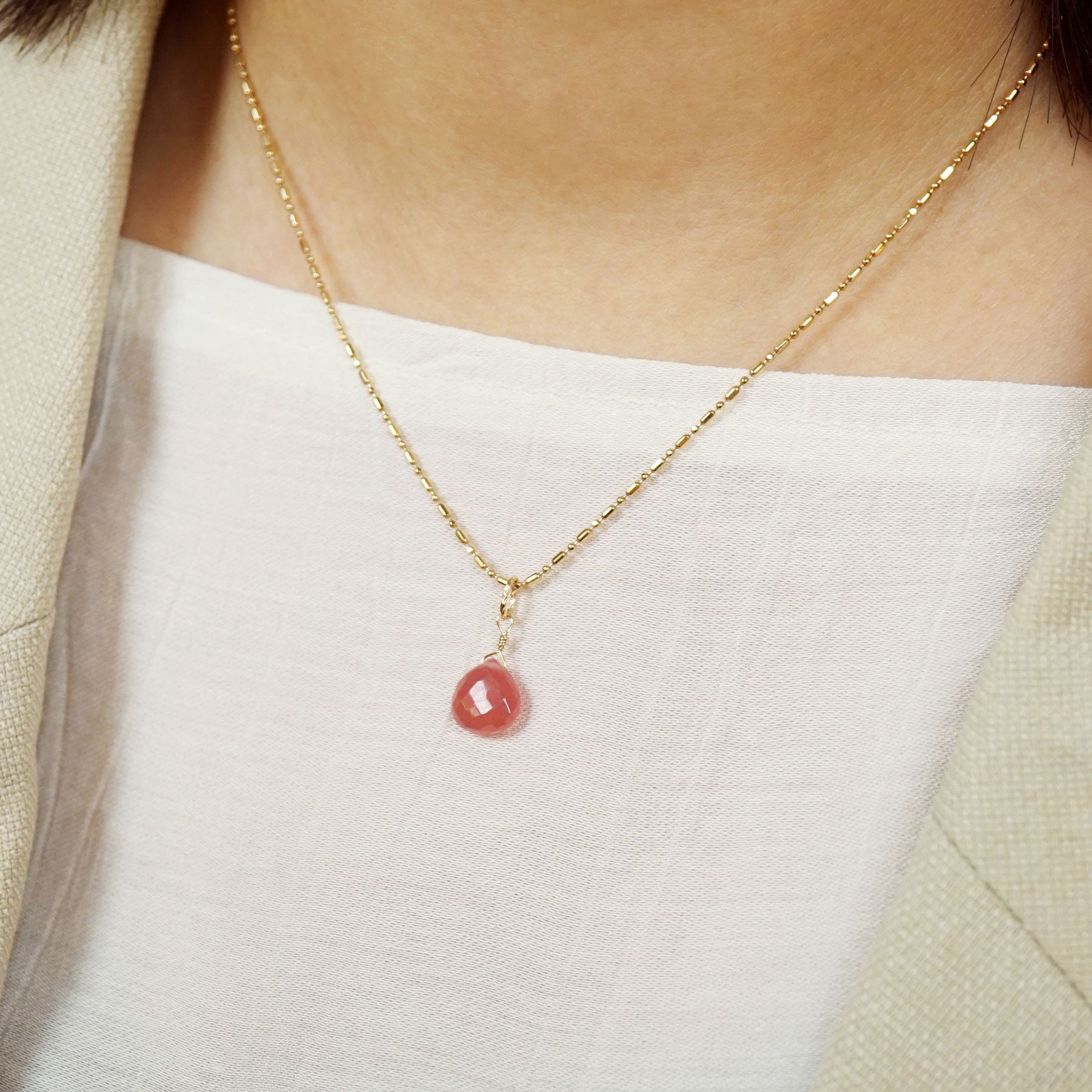 10K Inca Rose Necklace Charm (Yellow Gold) - Model Image