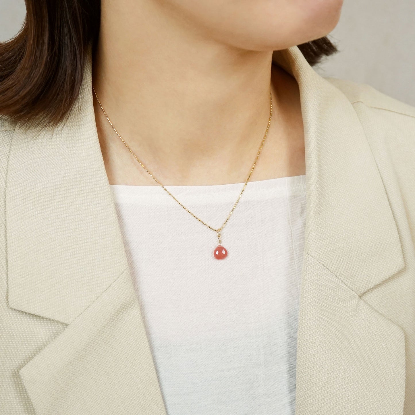 10K Inca Rose Necklace Charm (Yellow Gold) - Model Image