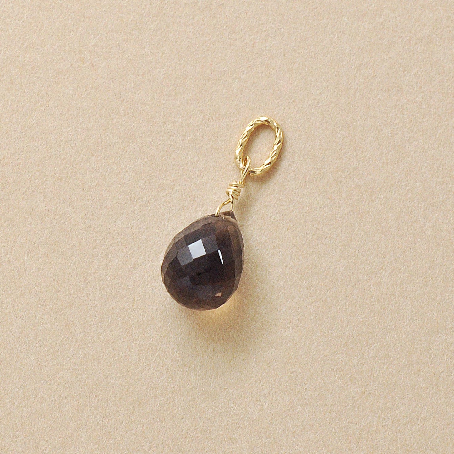 10K Smoky Quartz Necklace Charm (Yellow Gold) - Product Image