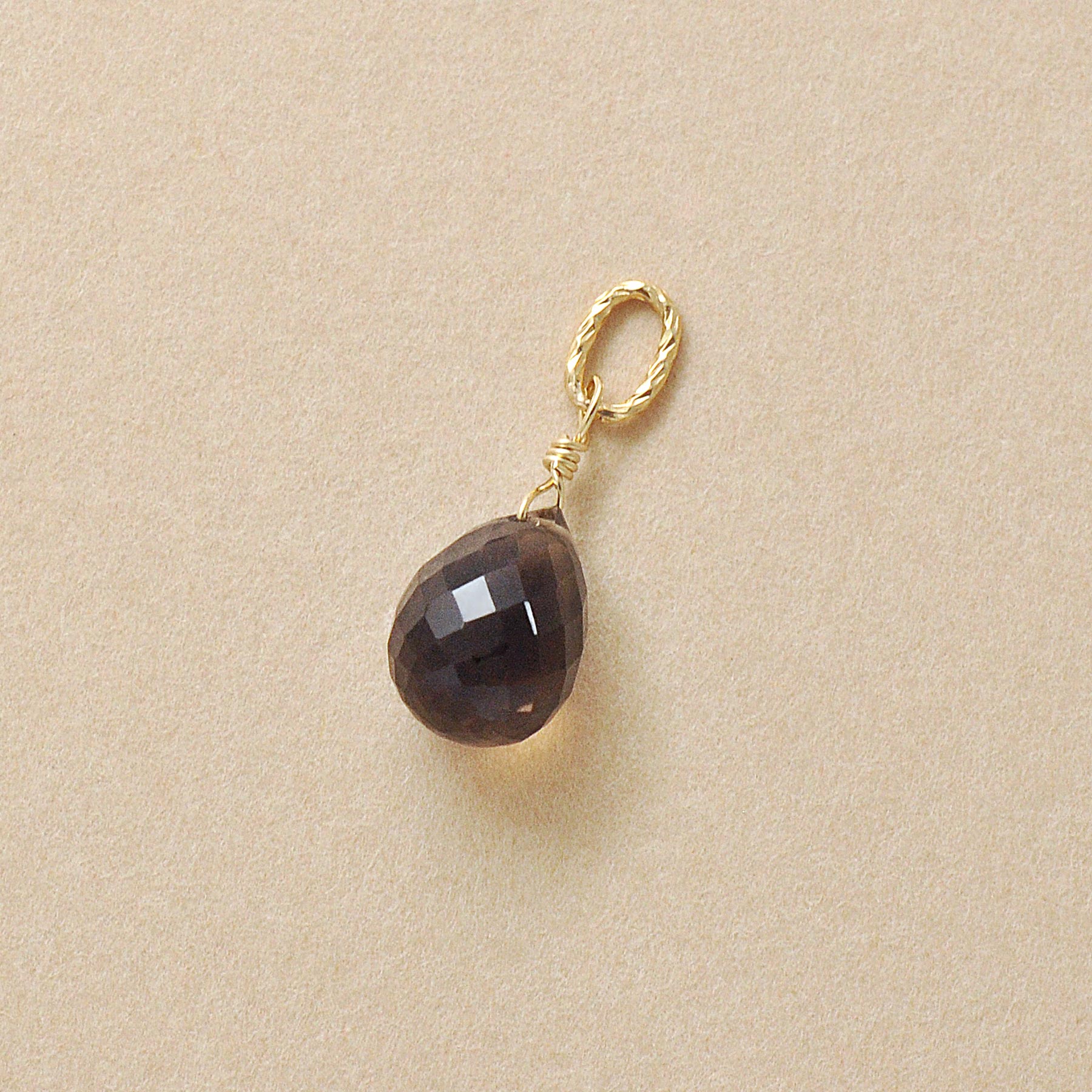 10K Smoky Quartz Necklace Charm (Yellow Gold) - Product Image