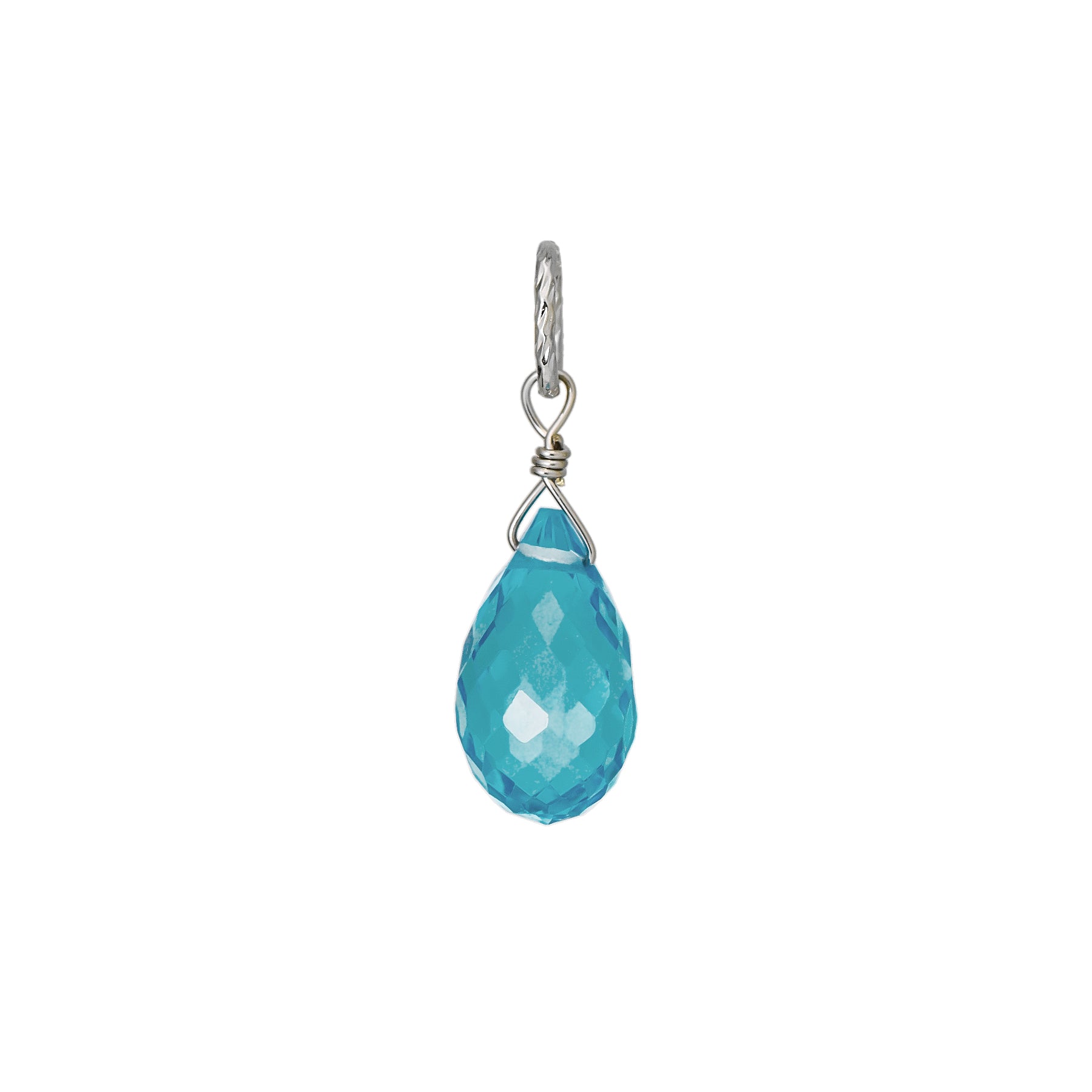 10K Blue Topaz Necklace Charm (White Gold) - Product Image