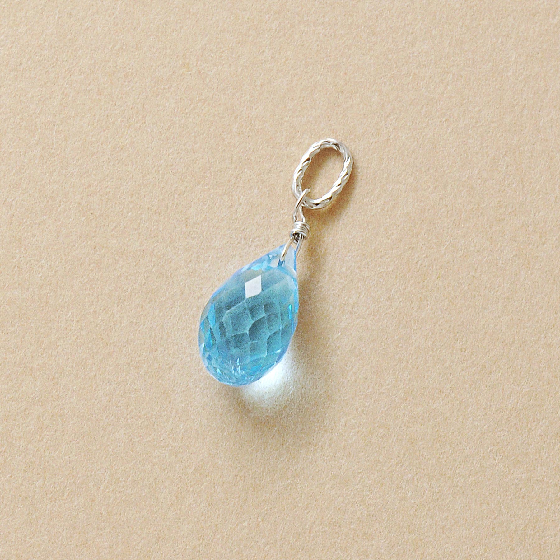 10K Blue Topaz Necklace Charm (White Gold) - Product Image