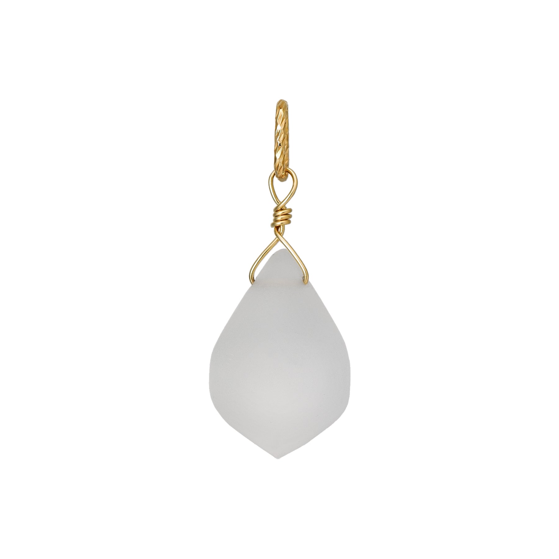 10K White Quartz Necklace Charm (Yellow Gold) - Product Image