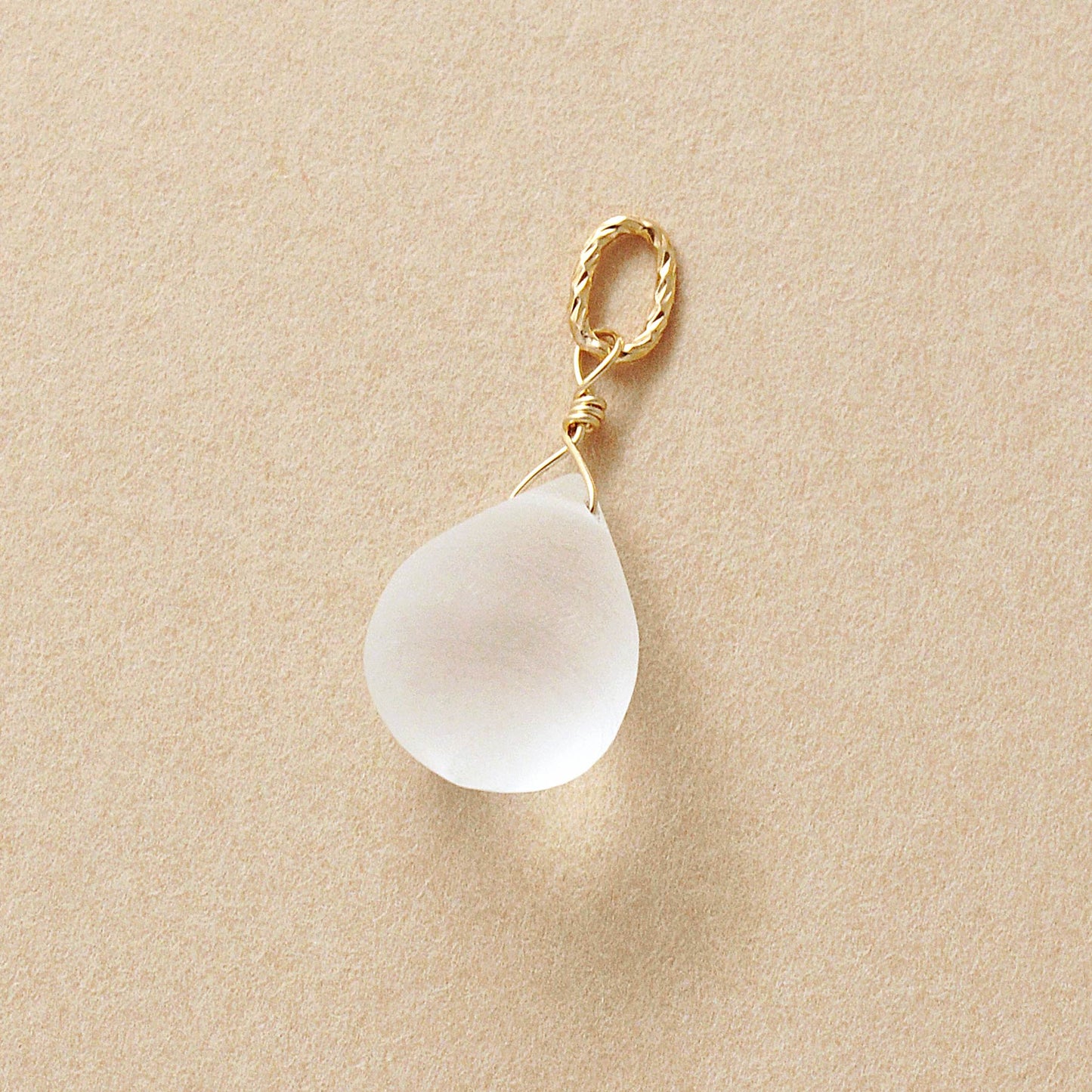 10K White Quartz Necklace Charm (Yellow Gold) - Product Image