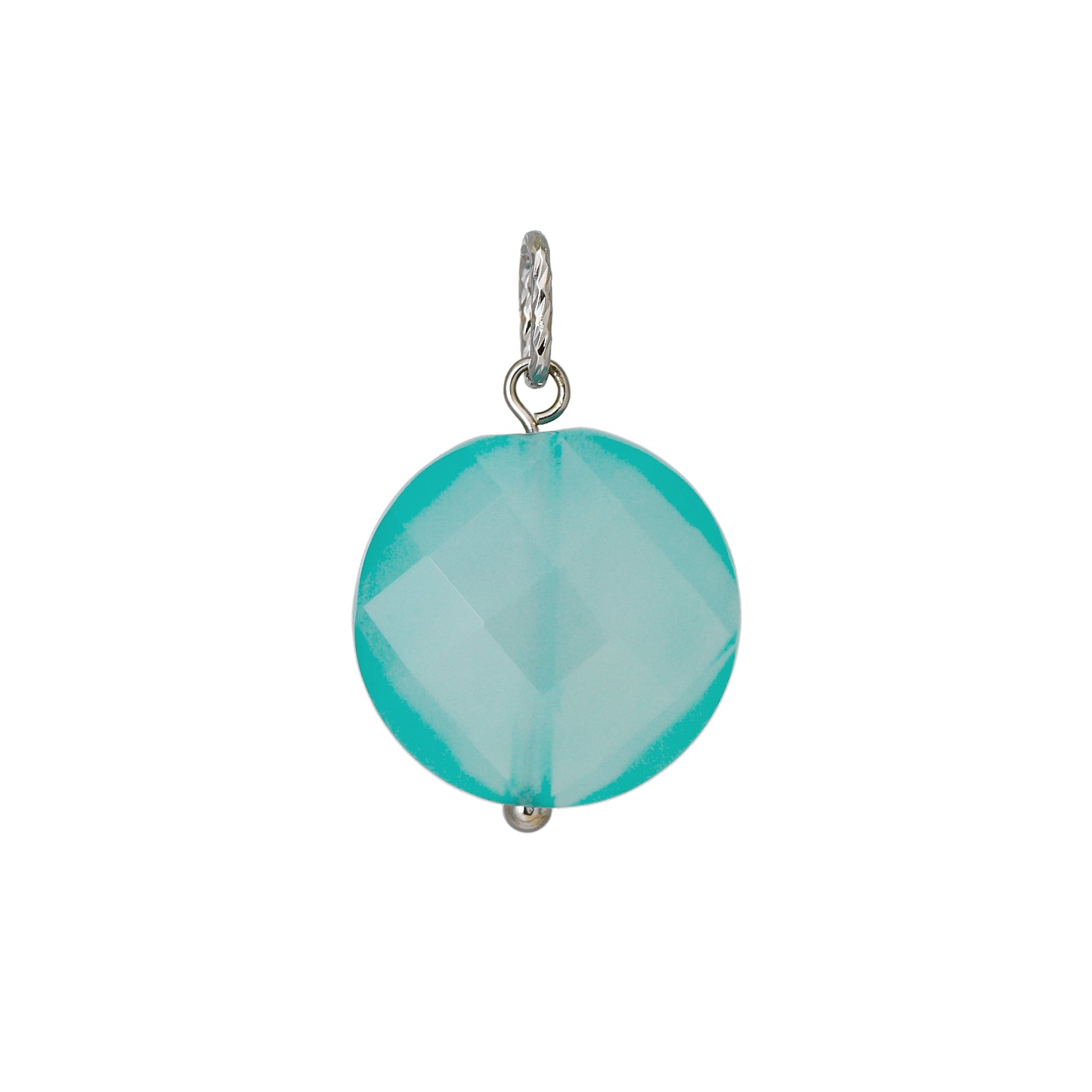 10K Sea Blue Chalcedony Necklace Charm (White Gold) - Product Image