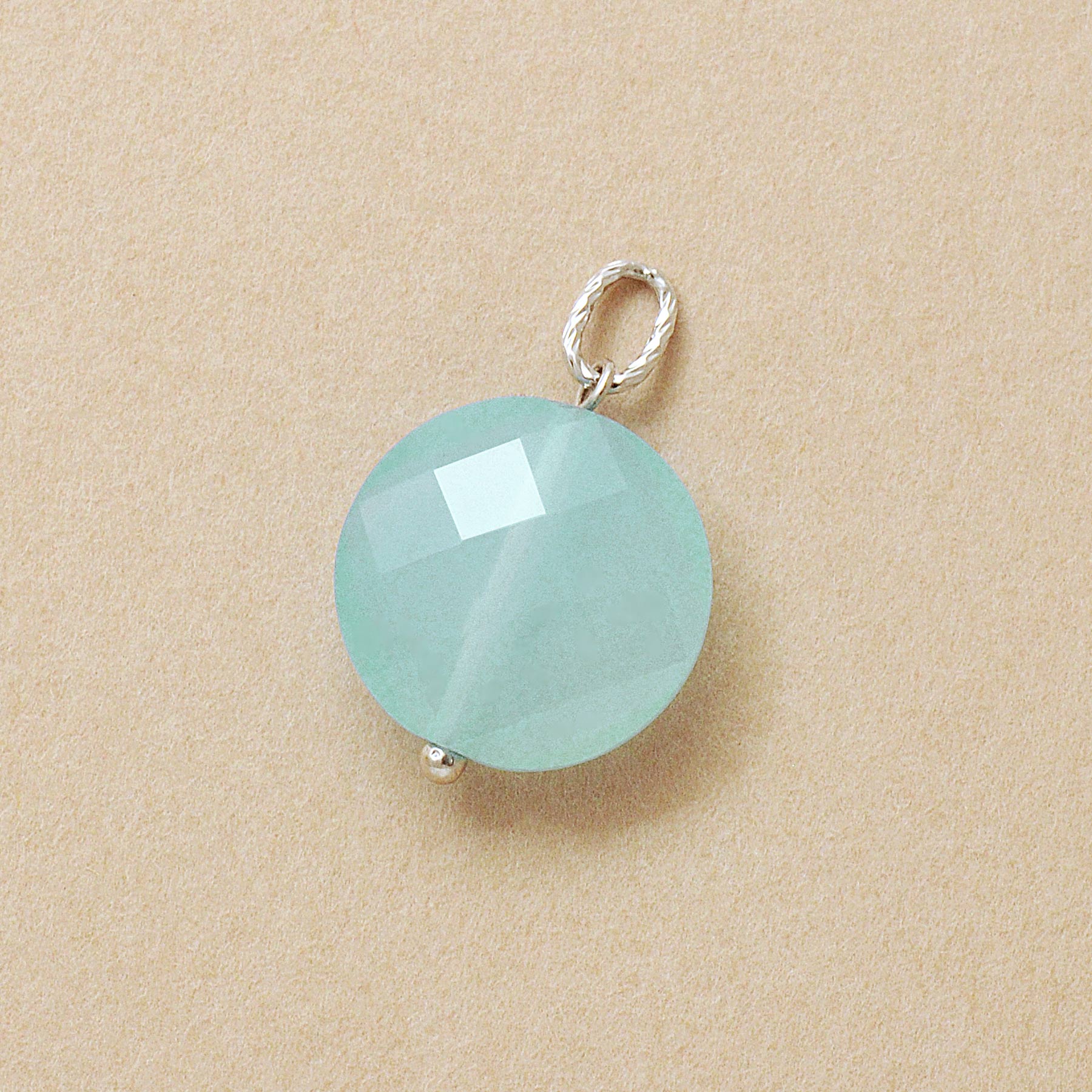 10K Sea Blue Chalcedony Necklace Charm (White Gold) - Product Image
