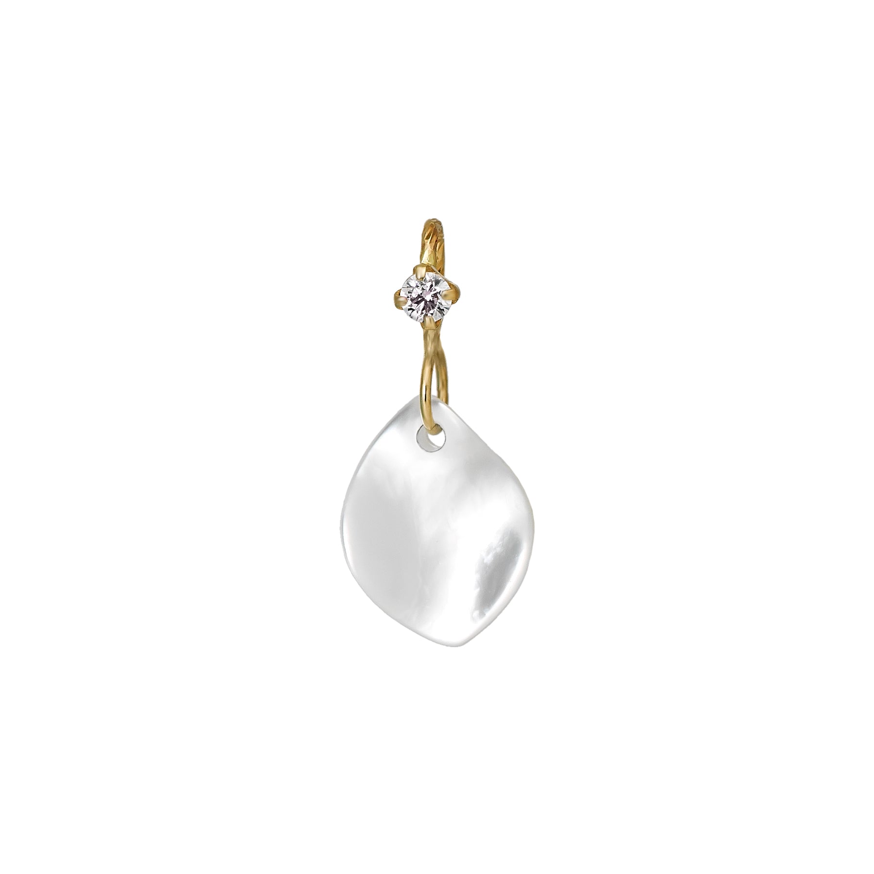 10K White Shell Necklace Charm (Yellow Gold) - Product Image