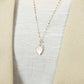 10K White Shell Leaf Necklace Charm (Yellow Gold) - Model Image