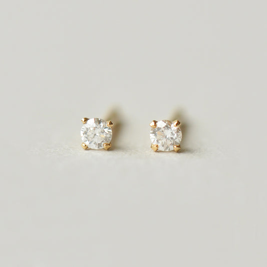 [Second Earrings] 18K Yellow Gold Diamond Earrings 0.08ct - Product Image