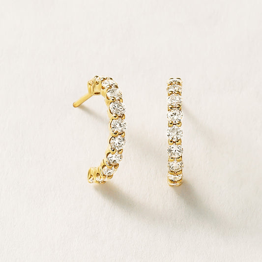 18K/10K Moissanite Melee Crescent Earrings (Yellow Gold) - Product Image