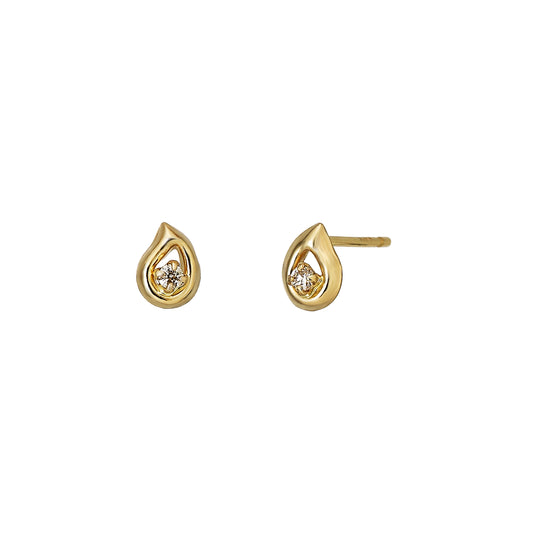 18K/10K Diamond Petit Dew Drop Earrings (Yellow Gold) - Product Image