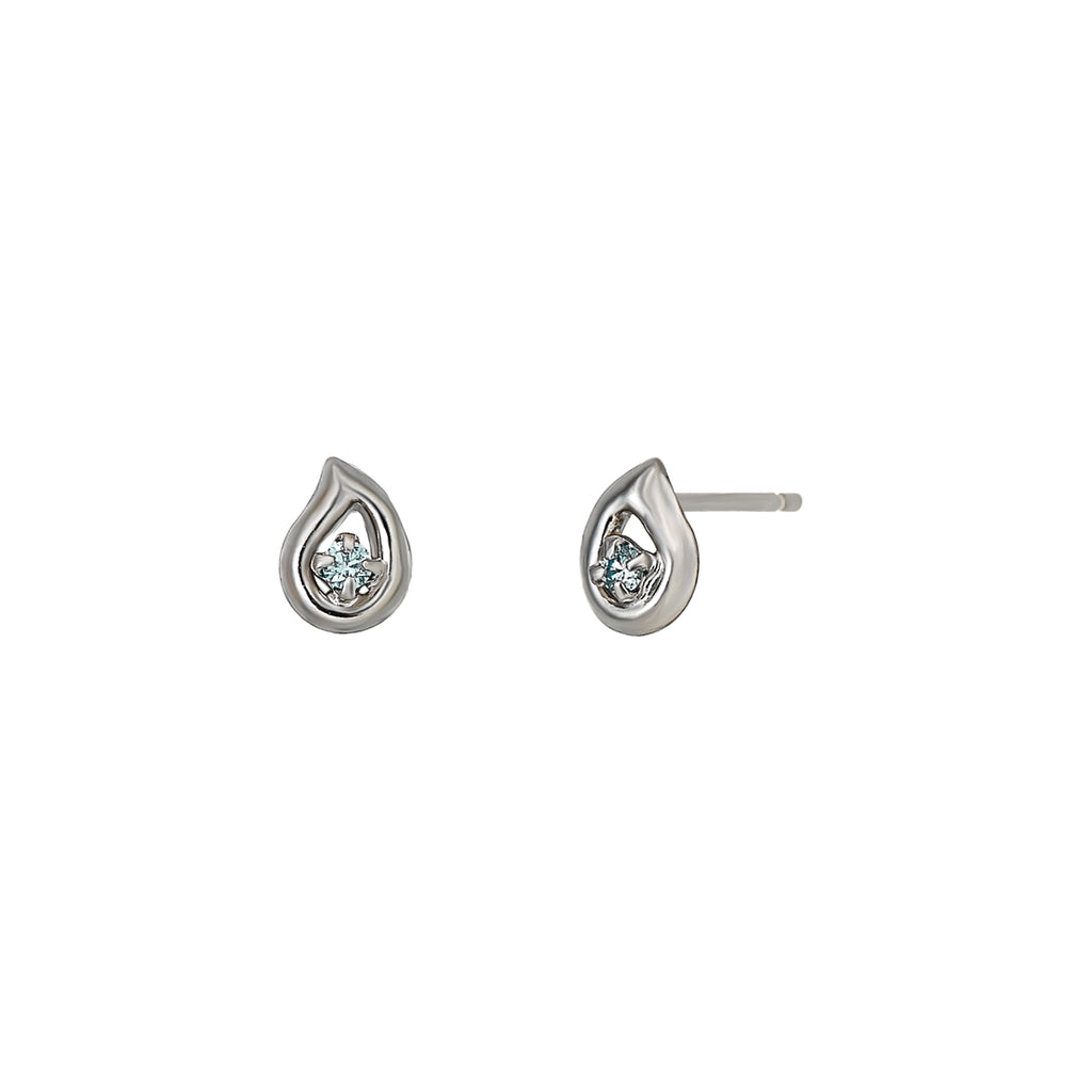 14K/10K Ice Blue Diamond Petit Dew Drop Earrings (White Gold) - Product Image