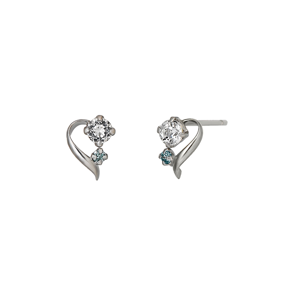 14K/10K Ice Blue Diamond Twisted Line Earrings (White Gold) - Product Image