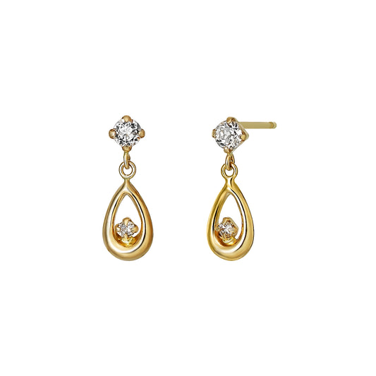 18K/10K Diamond Dew Drop Swinging Earrings (Yellow Gold) - Product Image