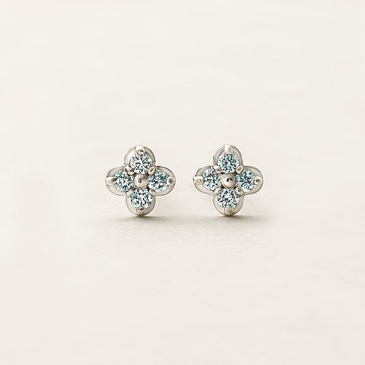 [Second Earrings] Platinum Ice Blue Diamond Earrings 0.08ct - Product Image