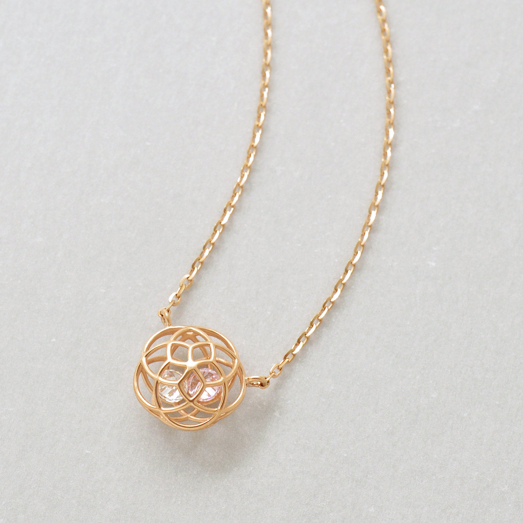 [Pannier] 10K Limited Quantity Necklace “Cherry Blossoms” (Rose Gold) - Product Image
