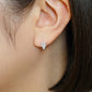 10K Light Blue Color Square Stud Earrings (White Gold) - Model Image