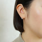10K Champagne Color Square Stud Earrings (Yellow Gold) - Model Image