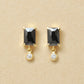 10K Black Color Baguette Swinging Earrings (Yellow Gold) - Product Image
