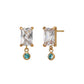 10K Clear Color Baguette Swinging Earrings (Yellow Gold) - Product Image