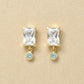 10K Clear Color Baguette Swinging Earrings (Yellow Gold) - Product Image