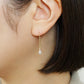 10K Drop Threader Earrings (Yellow Gold) - Model Image