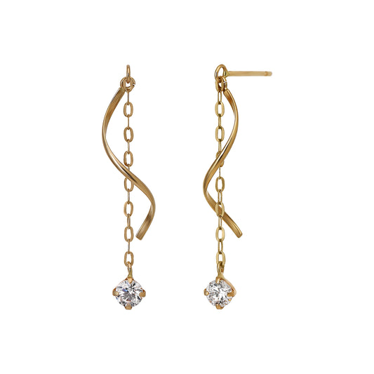 10K Glittering Twisted Dangle Earrings (Yellow Gold) - Product Image