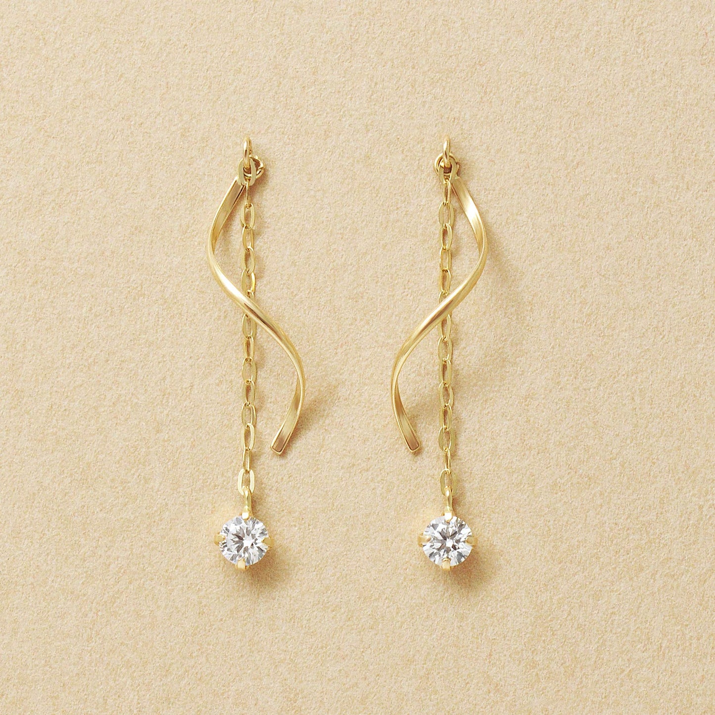 10K Glittering Twisted Dangle Earrings (Yellow Gold) - Product Image