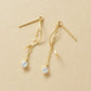 10K Glittering Twisted Dangle Earrings (Yellow Gold) - Product Image