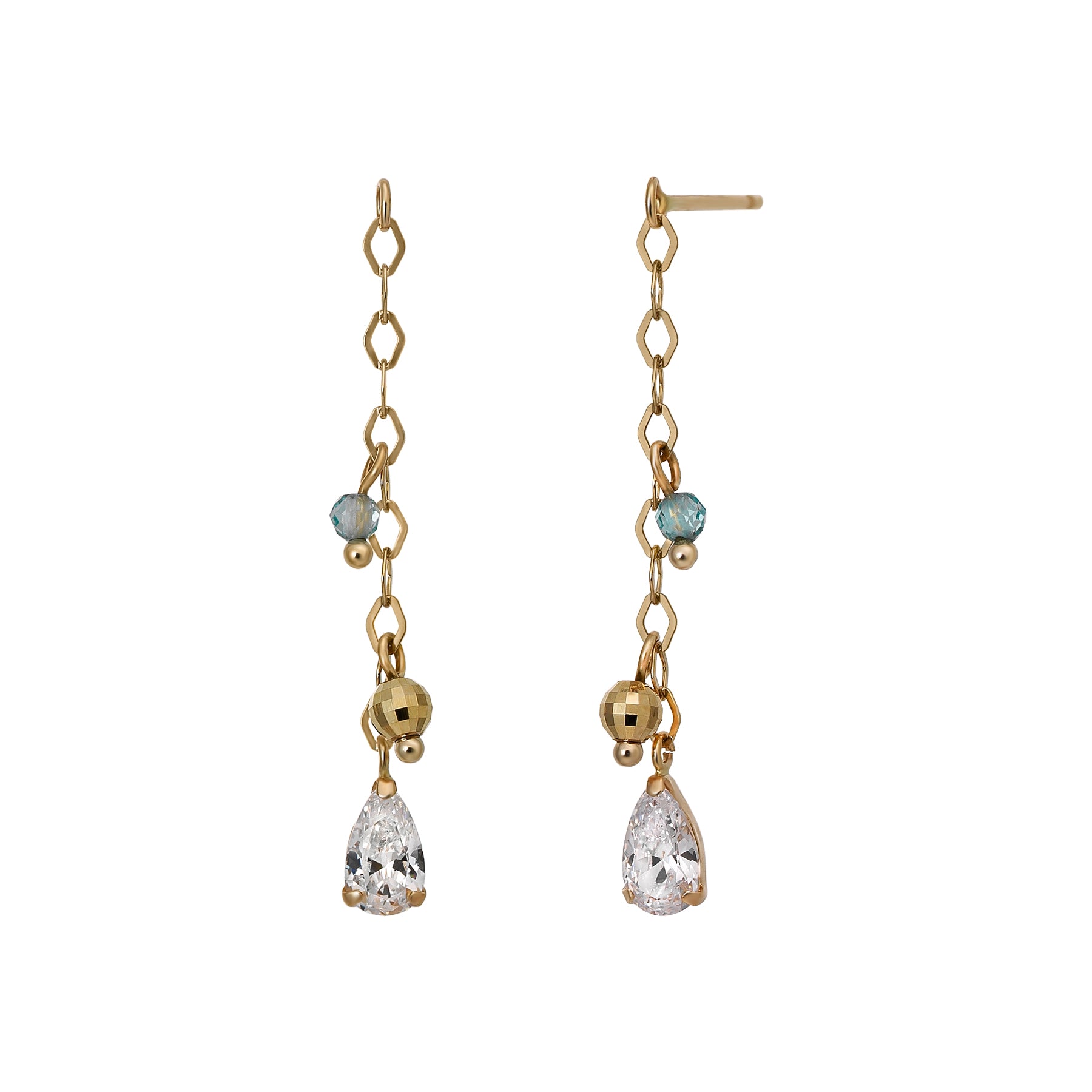 10K Glittering Drop Dangle Earrings (Yellow Gold) - Product Image
