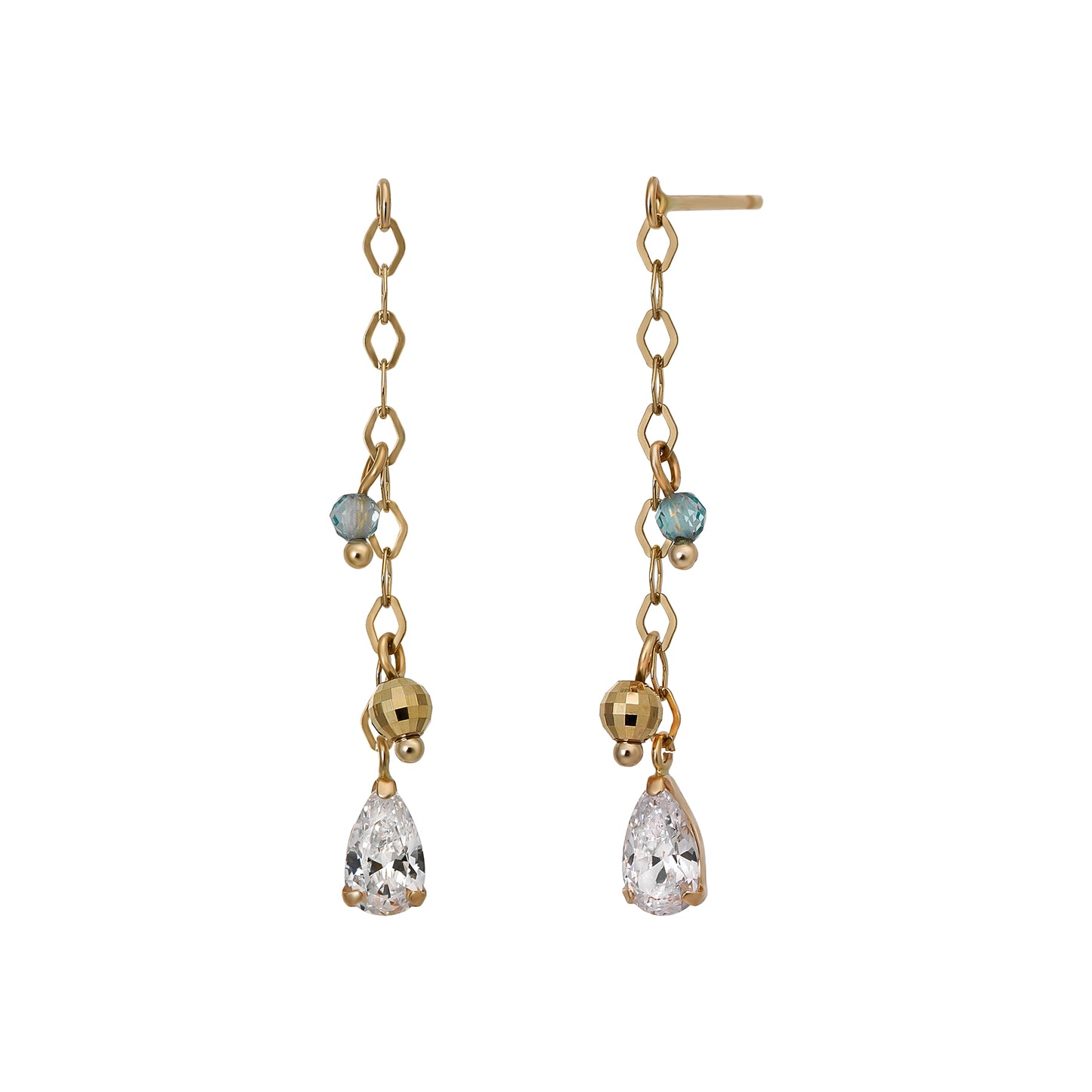 10K Glittering Drop Dangle Earrings (Yellow Gold) - Product Image