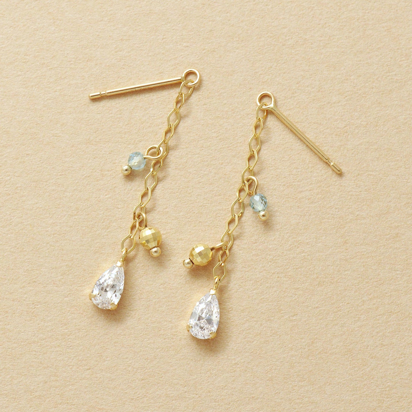 10K Glittering Drop Dangle Earrings (Yellow Gold) - Product Image