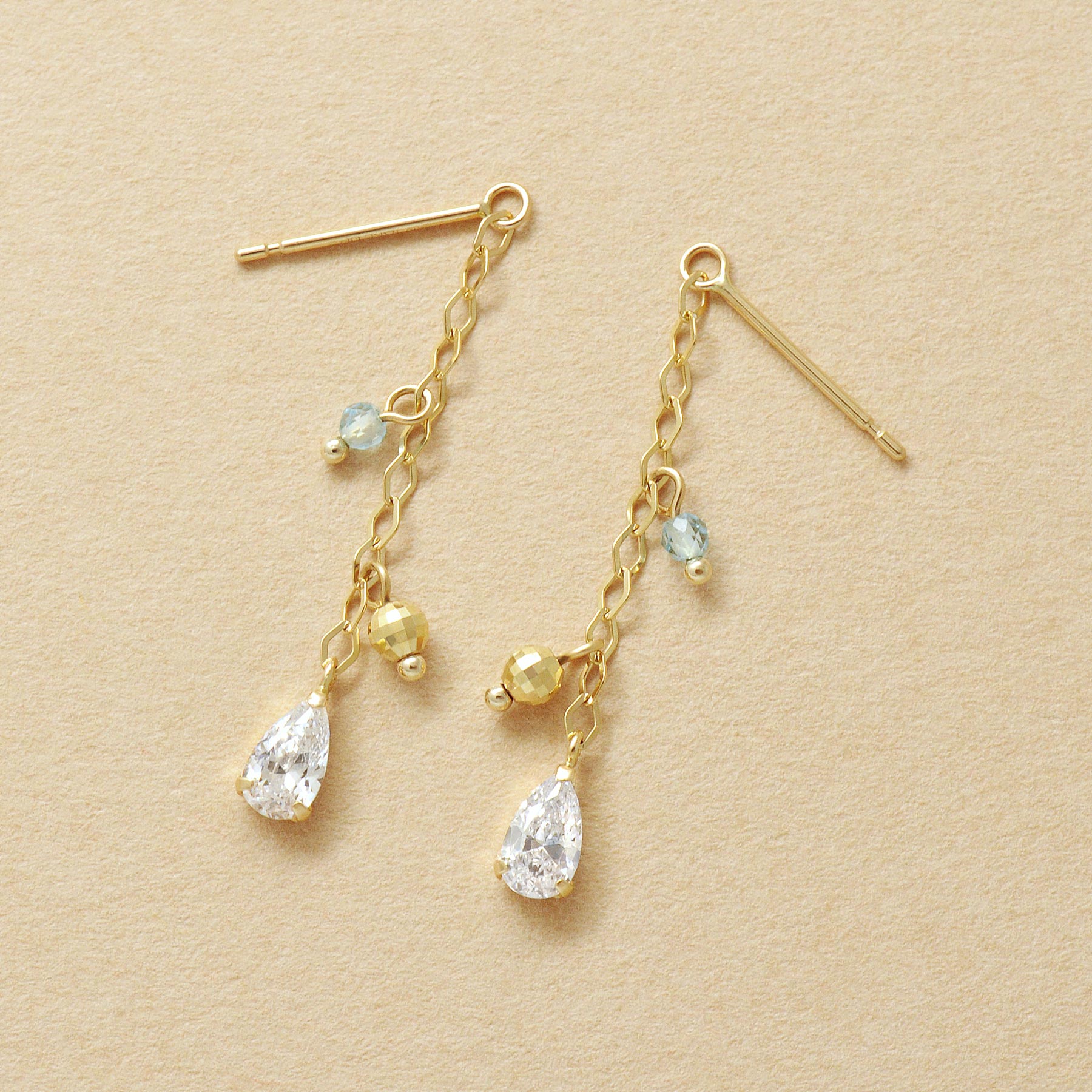 10K Glittering Drop Dangle Earrings (Yellow Gold) - Product Image
