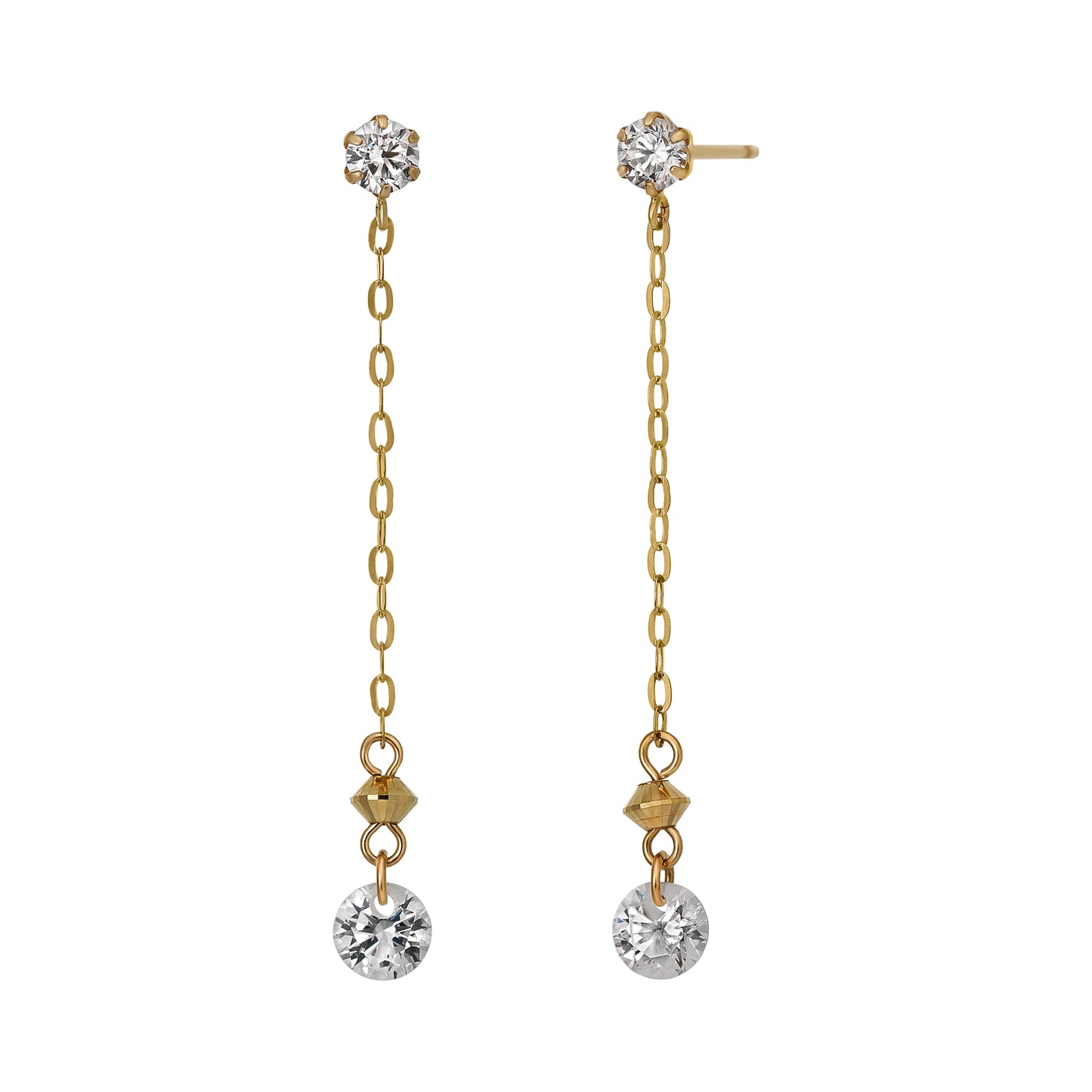 10K Glittering Dangle Earrings (Yellow Gold) - Product Image
