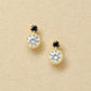 10K Black Color Circle Stud Earrings (Yellow Gold) - Product Image