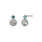 10K Light Blue Color Circle Stud Earrings (White Gold) - Product Image