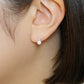 10K Light Blue Color Circle Stud Earrings (White Gold) - Model Image